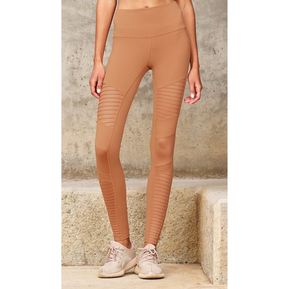 Like New Alo Yoga High Waist Henna & Henna Glossy Moto Leggings